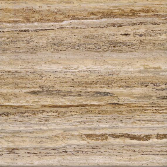 Aplicación única de travertino dorado en interiores.